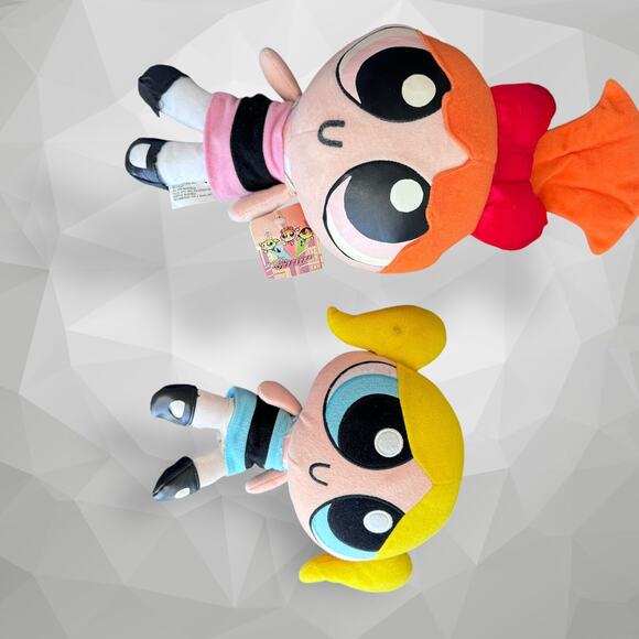 Lot Of 2 POWER PUFF GIRLS STUFFED PLUSH DOLL BLOSSOM - BUBBLES - Picture 3 of 11